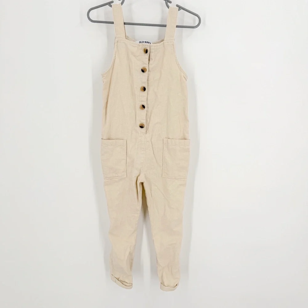 Old Navy Tan Jumpsuit Relaxed Fit Linen Blend